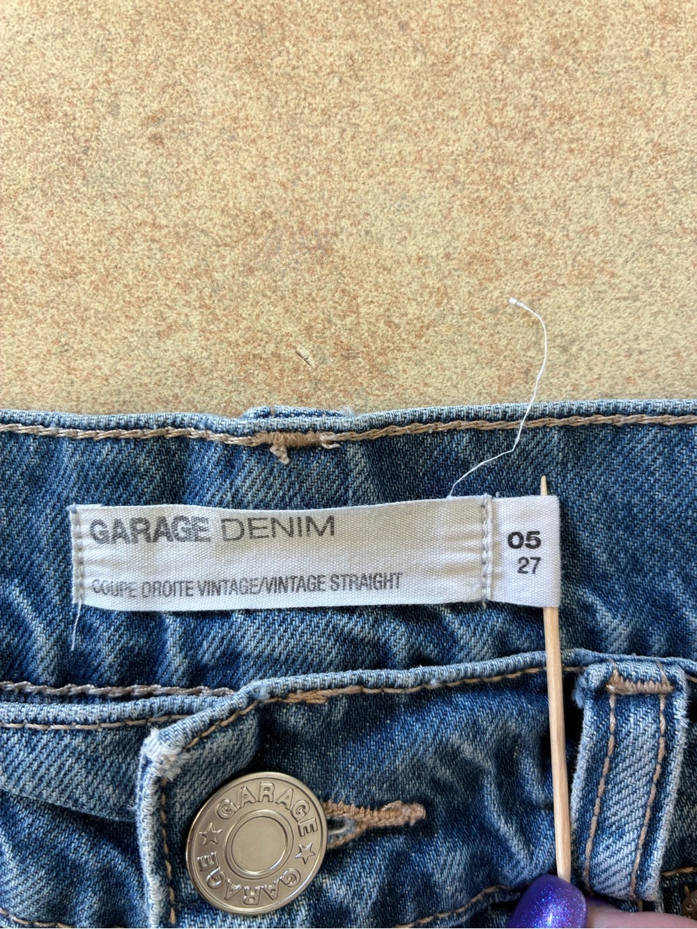 Garage Distressed High Rise Blue Denim Jeans - Classic Ripped Style - Picture 8 of 14